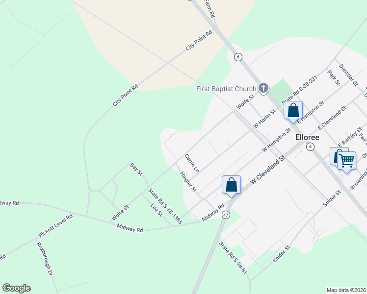 map of restaurants, bars, coffee shops, grocery stores, and more near 154 Moorer Drive in Elloree