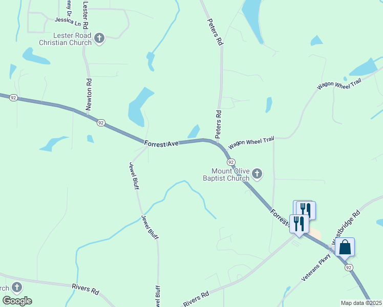 map of restaurants, bars, coffee shops, grocery stores, and more near 1646 Georgia 92 in Fayetteville