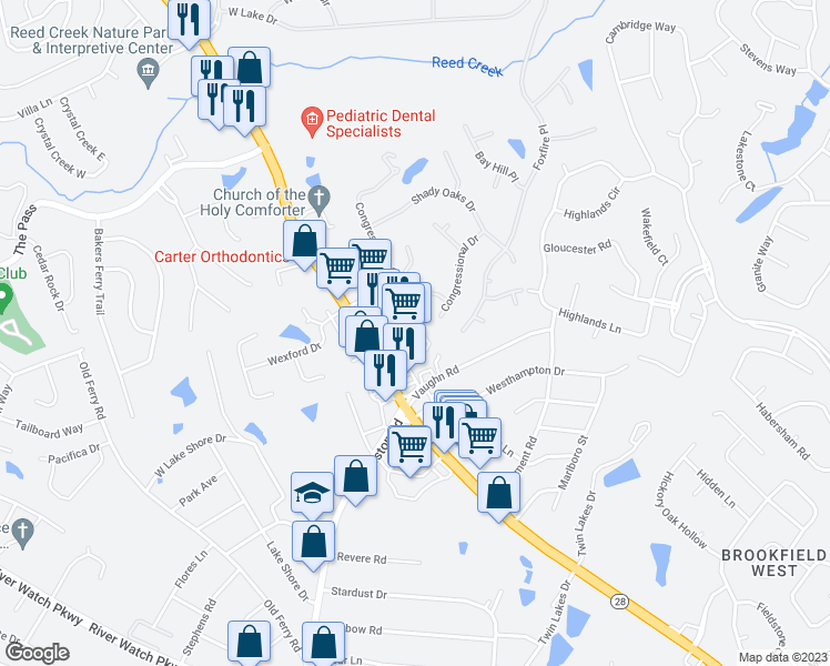 map of restaurants, bars, coffee shops, grocery stores, and more near 403 Furys Ferry Road in Martinez