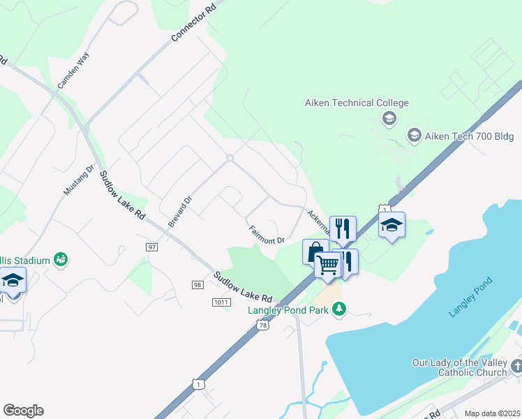 map of restaurants, bars, coffee shops, grocery stores, and more near 7033 Fenwick Street in Graniteville