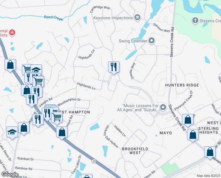 map of restaurants, bars, coffee shops, grocery stores, and more near 3555 Watervale Way in Martinez