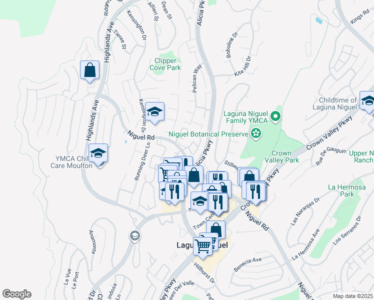 map of restaurants, bars, coffee shops, grocery stores, and more near 23706 Sea Breeze Lane in Laguna Niguel