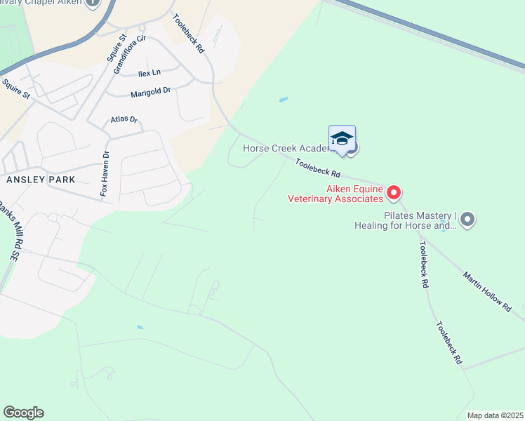 map of restaurants, bars, coffee shops, grocery stores, and more near 205 Beckwood Trail in Aiken