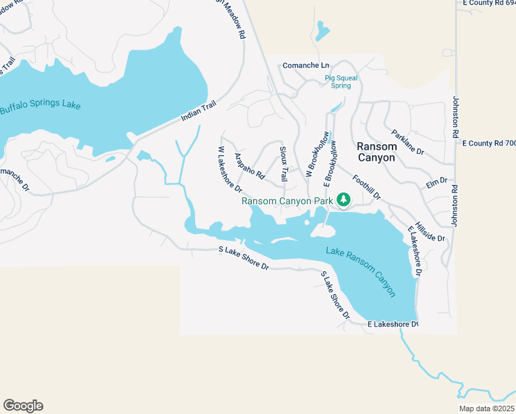 map of restaurants, bars, coffee shops, grocery stores, and more near 26 W Lakeshore Dr in Ransom Canyon