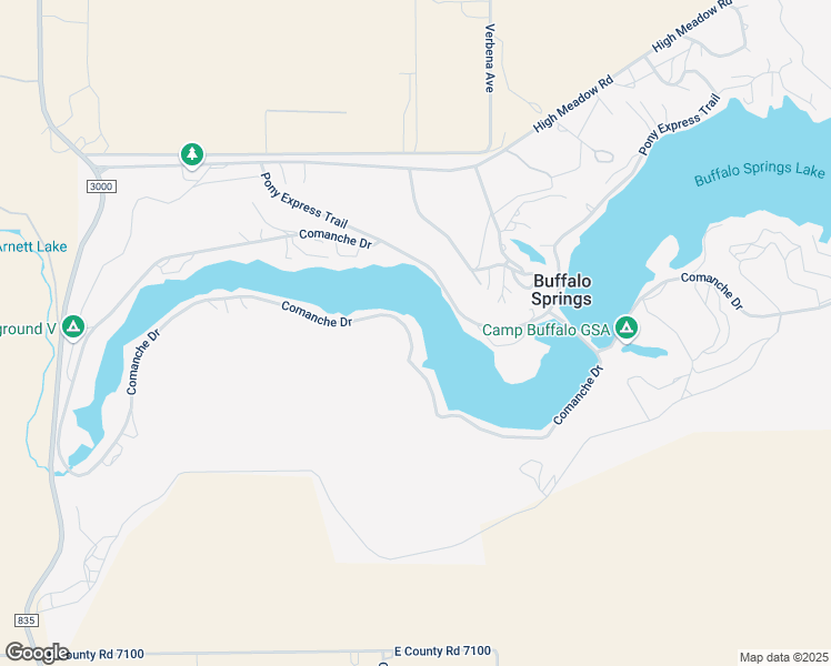map of restaurants, bars, coffee shops, grocery stores, and more near 522 Comanche Drive in Buffalo Springs