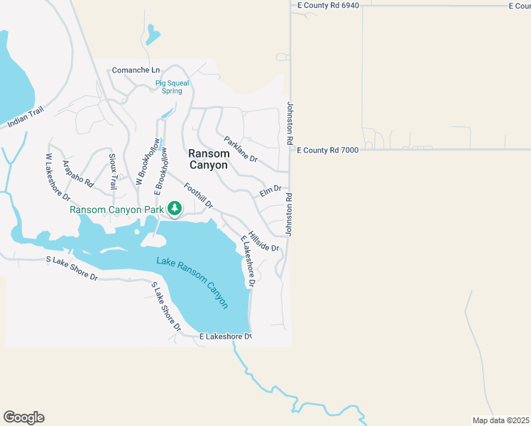 map of restaurants, bars, coffee shops, grocery stores, and more near 1 Cottonwood Lane in Ransom Canyon