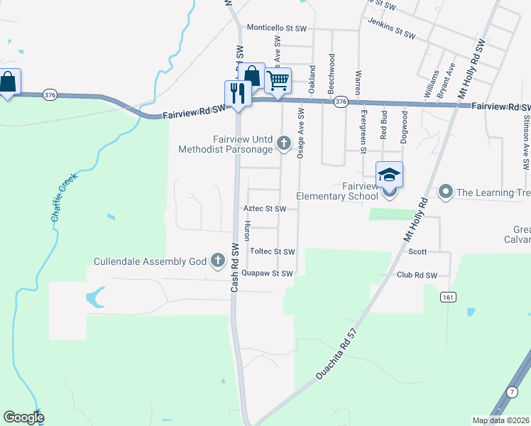 map of restaurants, bars, coffee shops, grocery stores, and more near 1075 Aztec Street Southwest in Camden