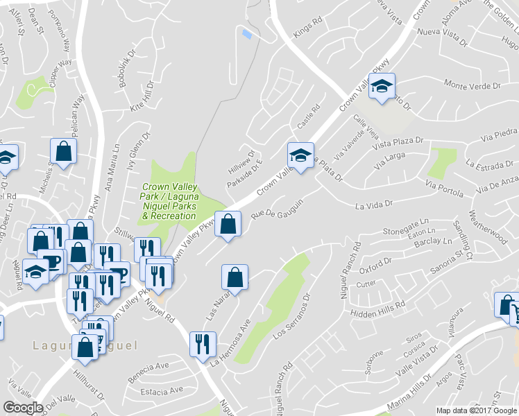 map of restaurants, bars, coffee shops, grocery stores, and more near 24381 Rue De Gauguin in Laguna Niguel