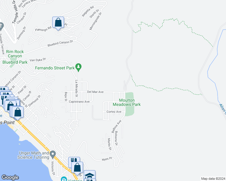 map of restaurants, bars, coffee shops, grocery stores, and more near 1884 Del Mar Avenue in Laguna Beach