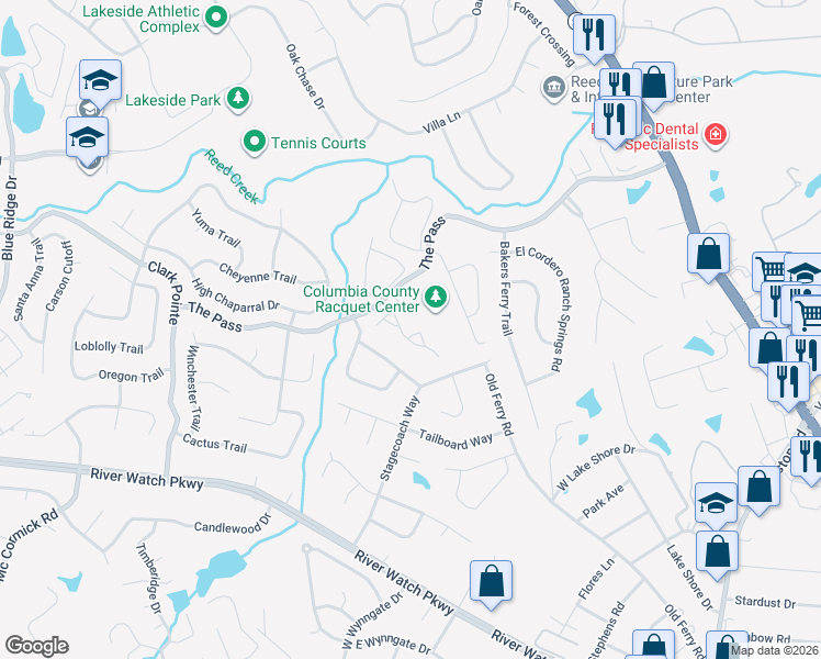 map of restaurants, bars, coffee shops, grocery stores, and more near 316 Joshua Tree Drive in Martinez