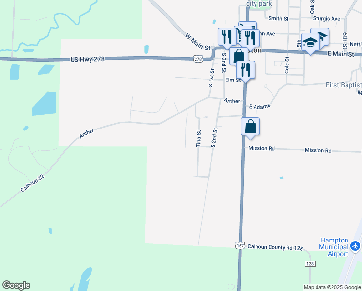 map of restaurants, bars, coffee shops, grocery stores, and more near 495 Atkins in Hampton