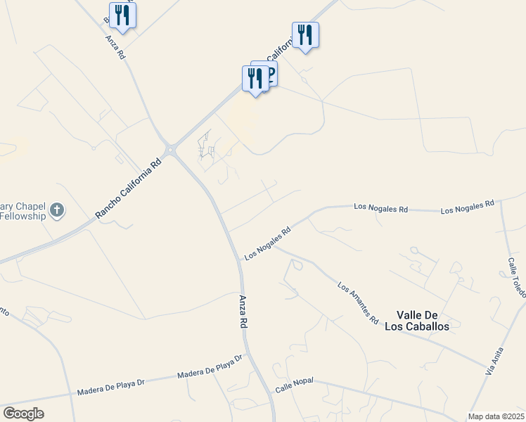 map of restaurants, bars, coffee shops, grocery stores, and more near Valle Toscana Court in Riverside County
