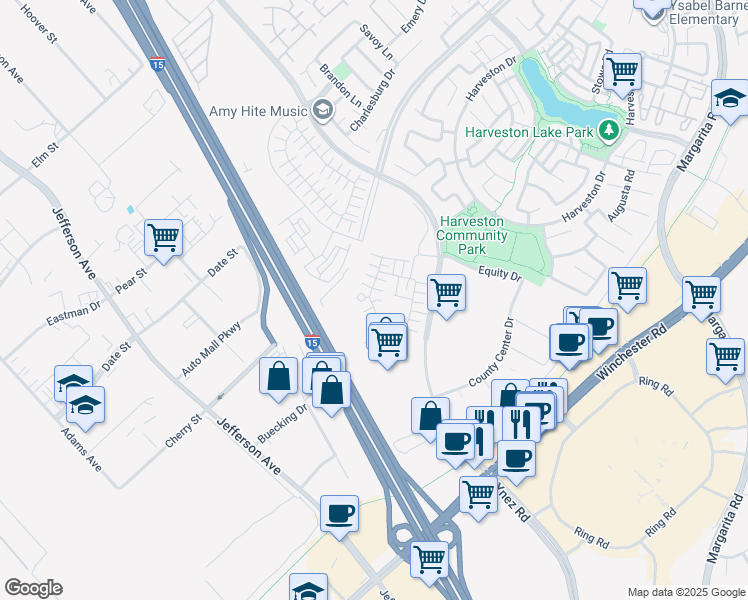 map of restaurants, bars, coffee shops, grocery stores, and more near 28492 Via Priorat in Temecula
