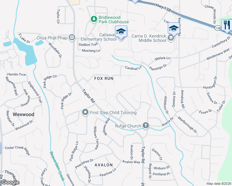 map of restaurants, bars, coffee shops, grocery stores, and more near 8213 Mountain Pass in Riverdale