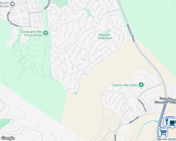 map of restaurants, bars, coffee shops, grocery stores, and more near 4 Overlook Drive in Mission Viejo