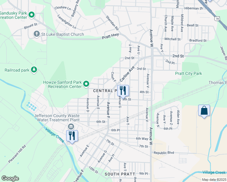 map of restaurants, bars, coffee shops, grocery stores, and more near 400 Court F in Birmingham