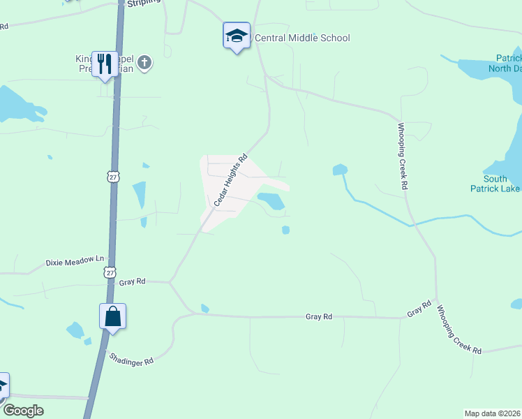 map of restaurants, bars, coffee shops, grocery stores, and more near 250 Cedar Heights Road in Carrollton