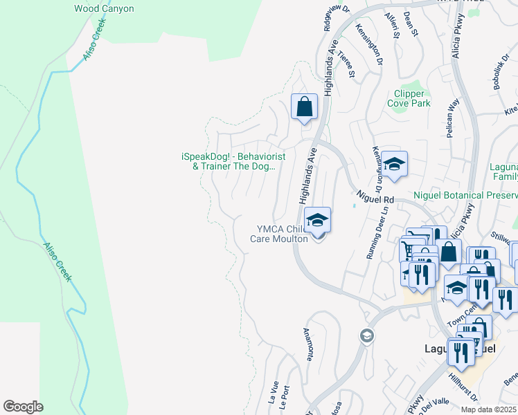map of restaurants, bars, coffee shops, grocery stores, and more near 29712 Avante in Laguna Niguel