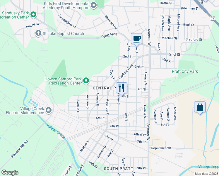 map of restaurants, bars, coffee shops, grocery stores, and more near 400 Court F in Birmingham