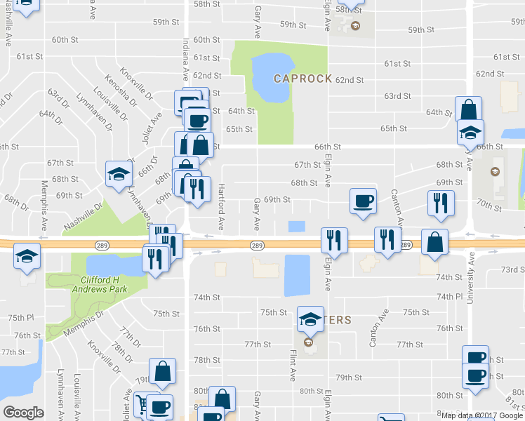 map of restaurants, bars, coffee shops, grocery stores, and more near 6905 Gary Avenue in Lubbock