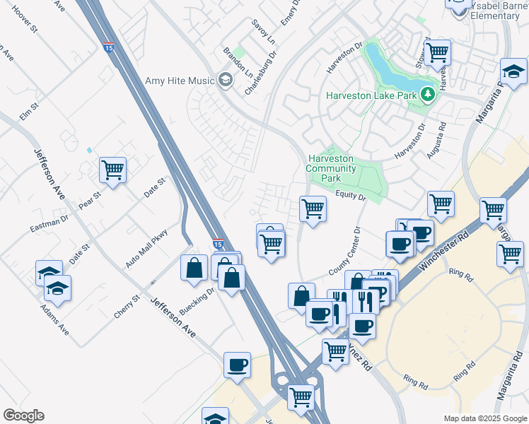 map of restaurants, bars, coffee shops, grocery stores, and more near 28492 Via Priorat in Temecula