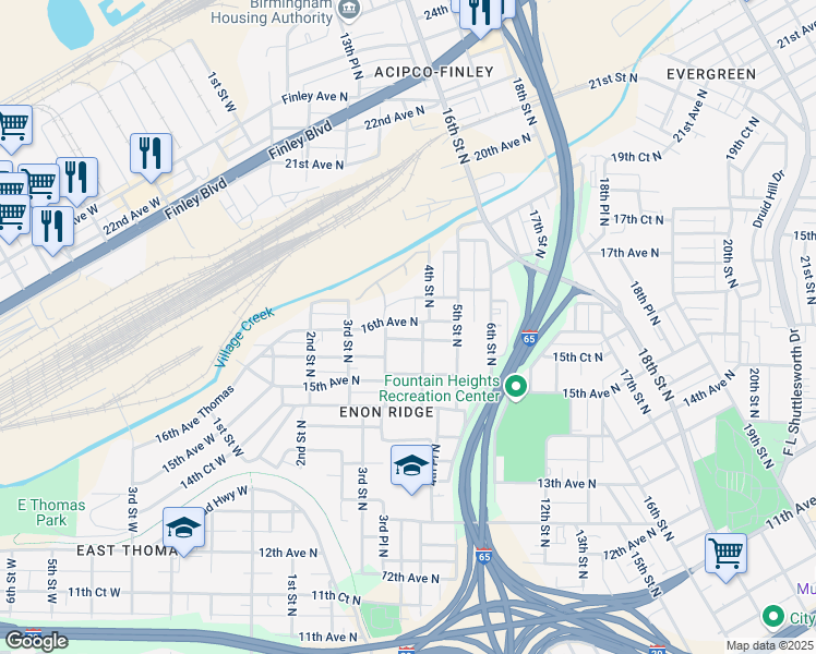 map of restaurants, bars, coffee shops, grocery stores, and more near 339 16th Avenue North in Birmingham