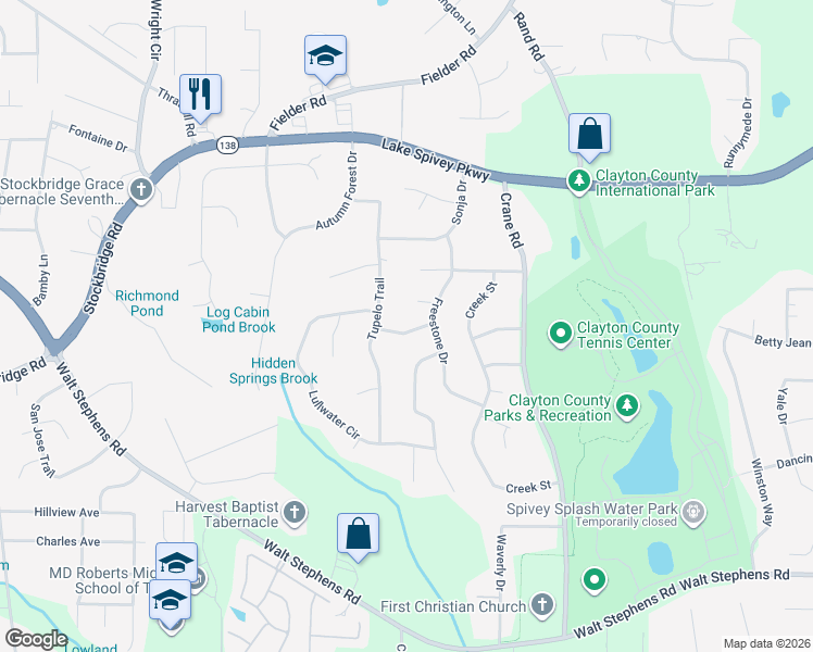 map of restaurants, bars, coffee shops, grocery stores, and more near 2106 Shawnee Drive in Jonesboro
