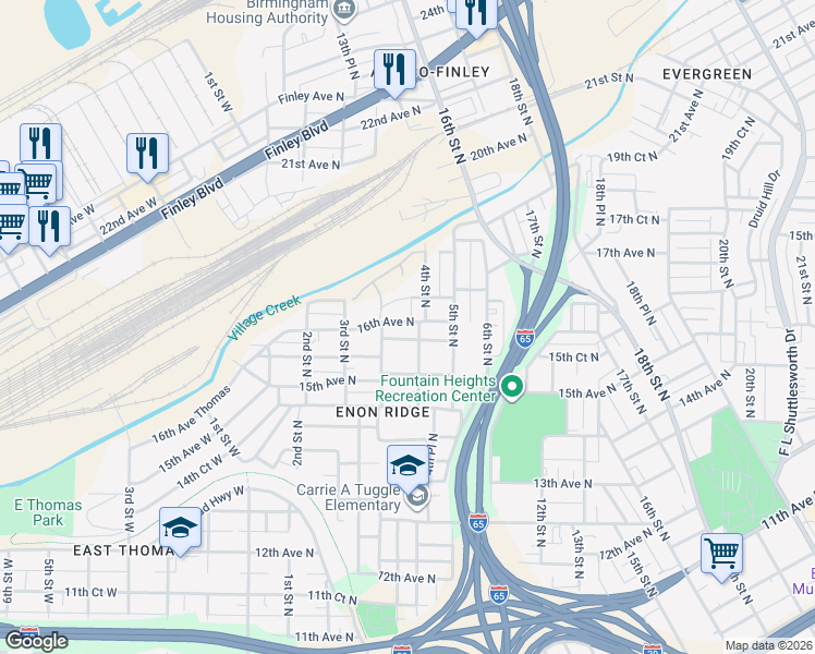 map of restaurants, bars, coffee shops, grocery stores, and more near 339 16th Avenue North in Birmingham