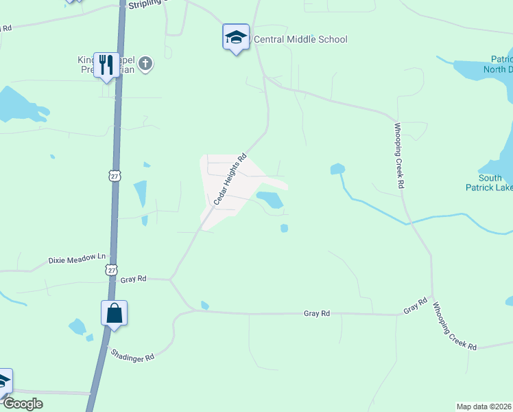 map of restaurants, bars, coffee shops, grocery stores, and more near 250 Cedar Heights Road in Carrollton
