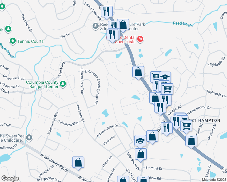 map of restaurants, bars, coffee shops, grocery stores, and more near 449 Creek Ridge in Martinez