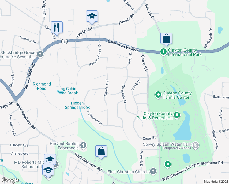 map of restaurants, bars, coffee shops, grocery stores, and more near 2106 Shawnee Drive in Jonesboro