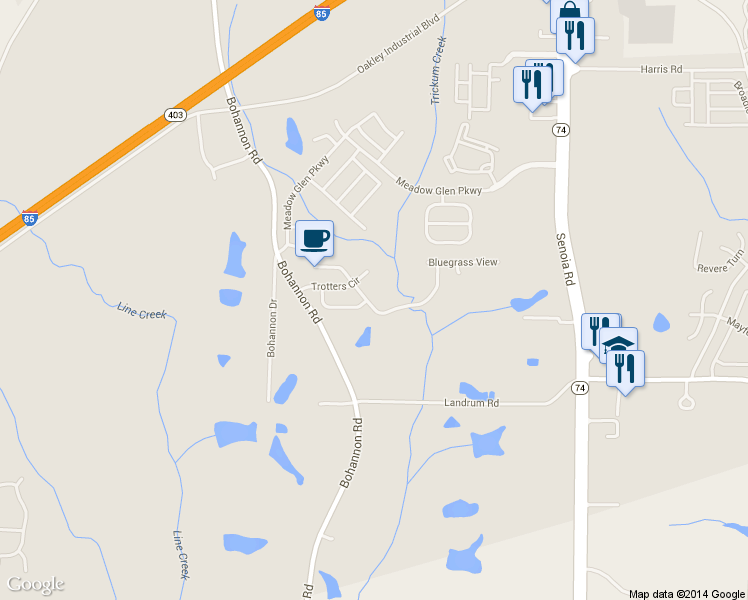map of restaurants, bars, coffee shops, grocery stores, and more near 8270 Champion Trail in Fairburn