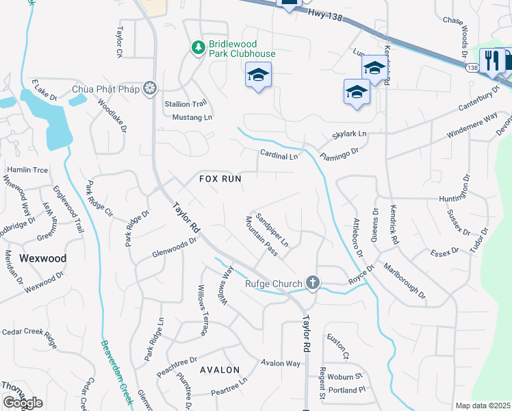 map of restaurants, bars, coffee shops, grocery stores, and more near 8213 Mountain Pass in Riverdale