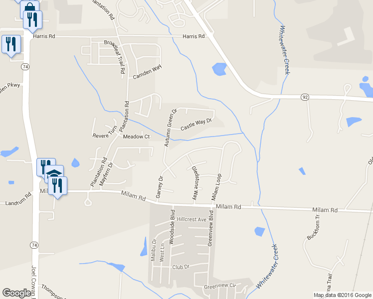 map of restaurants, bars, coffee shops, grocery stores, and more near 5375 Garvey Drive in Fairburn