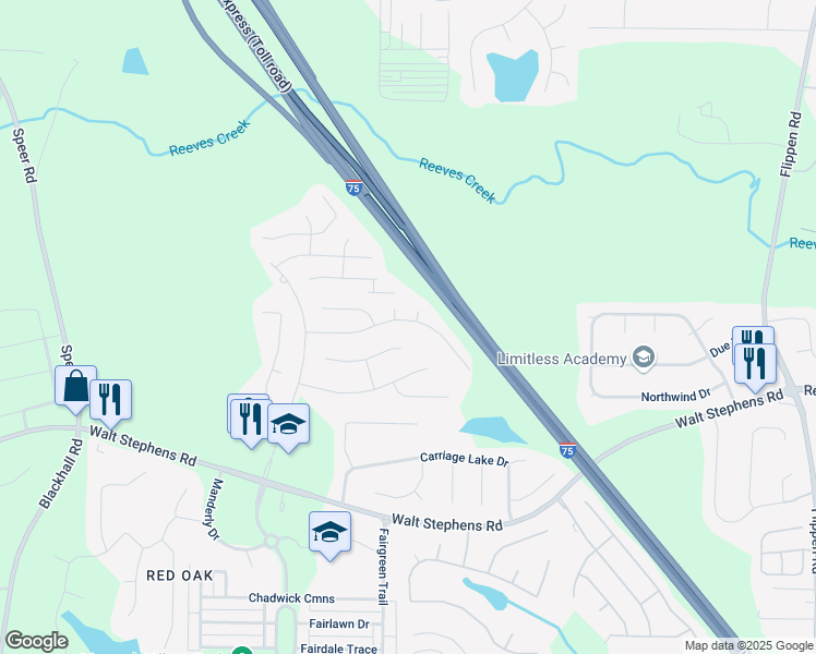 map of restaurants, bars, coffee shops, grocery stores, and more near 436 Gresham Drive in Stockbridge