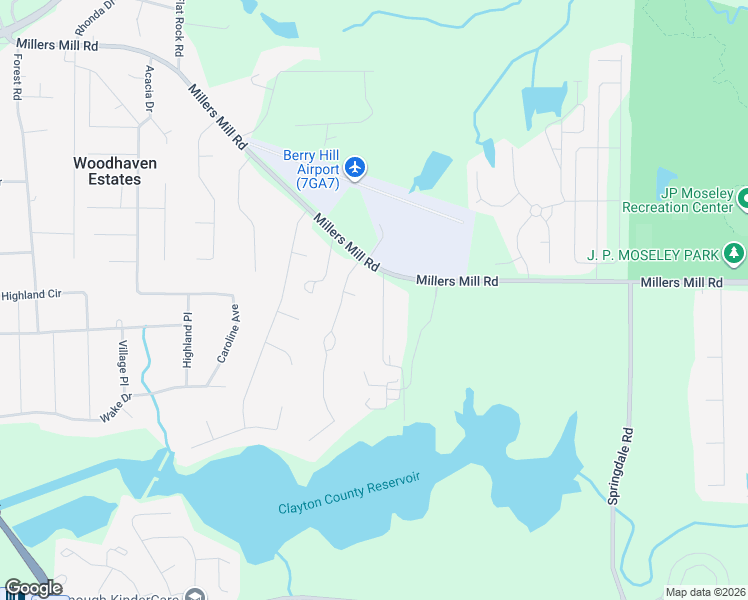 map of restaurants, bars, coffee shops, grocery stores, and more near 18 Oakdale Drive in Stockbridge