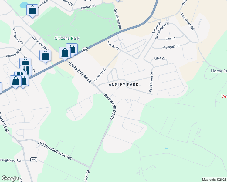 map of restaurants, bars, coffee shops, grocery stores, and more near 109 Kellogg Drive in Aiken