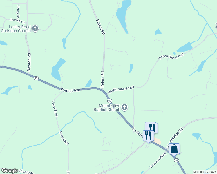 map of restaurants, bars, coffee shops, grocery stores, and more near 431 Wagon Wheel Trail in Fayetteville