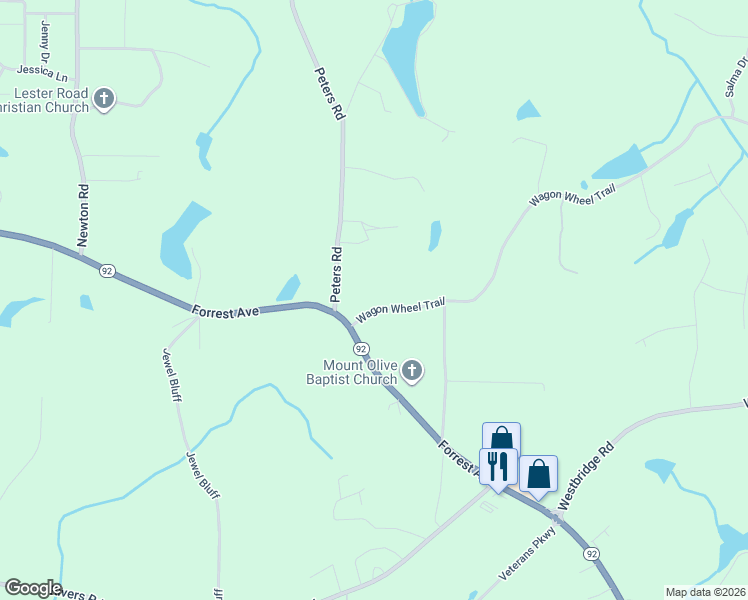 map of restaurants, bars, coffee shops, grocery stores, and more near 431 Wagon Wheel Trail in Fayetteville