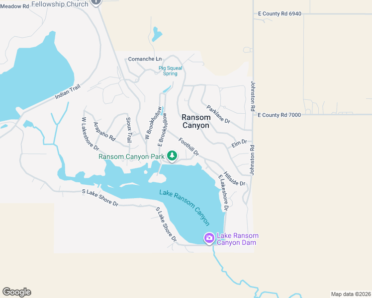 map of restaurants, bars, coffee shops, grocery stores, and more near Yucca Ln in Ransom Canyon