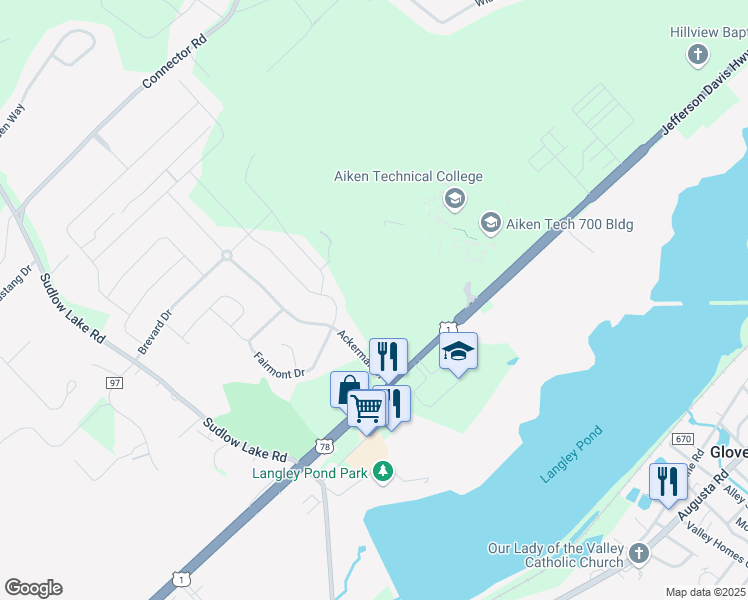 map of restaurants, bars, coffee shops, grocery stores, and more near 2432 Jefferson Davis Highway in Graniteville