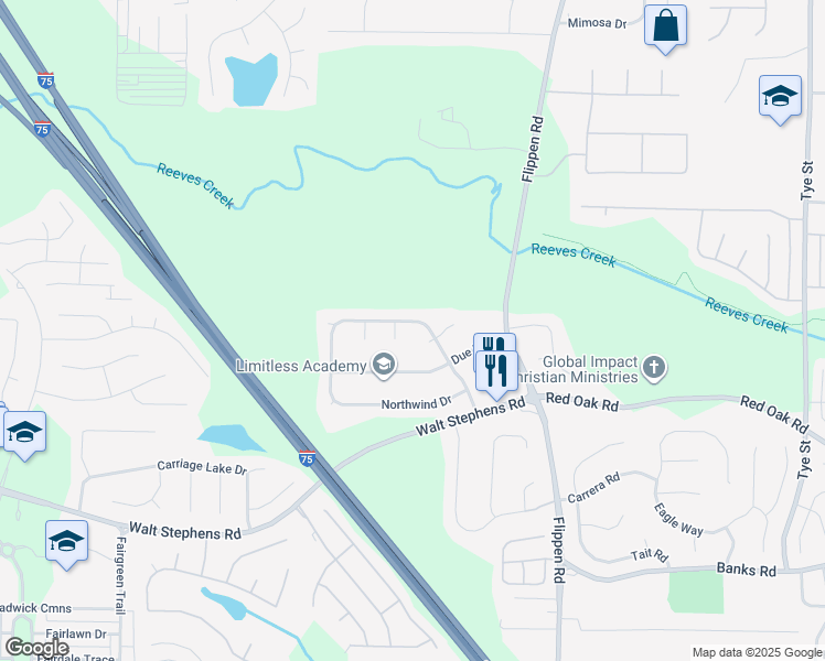 map of restaurants, bars, coffee shops, grocery stores, and more near 705 Northwind Court in Stockbridge