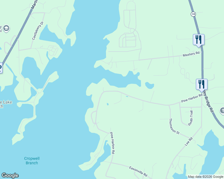 map of restaurants, bars, coffee shops, grocery stores, and more near 747 Pine Harbor Road in Pell City
