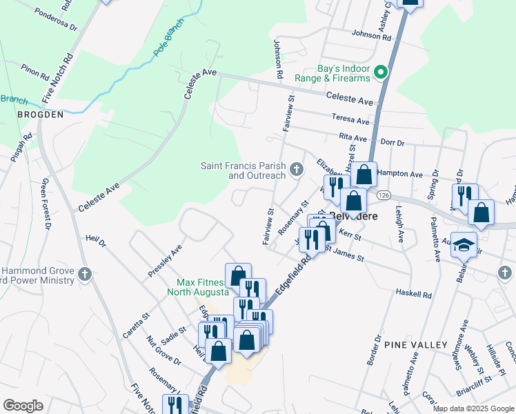 map of restaurants, bars, coffee shops, grocery stores, and more near 112 Fairview St in Belvedere