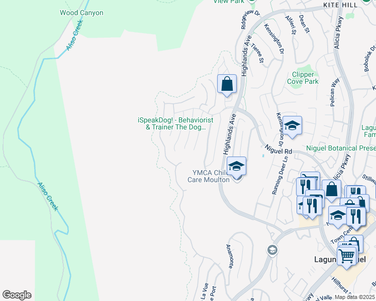 map of restaurants, bars, coffee shops, grocery stores, and more near 29712 Avante in Laguna Niguel