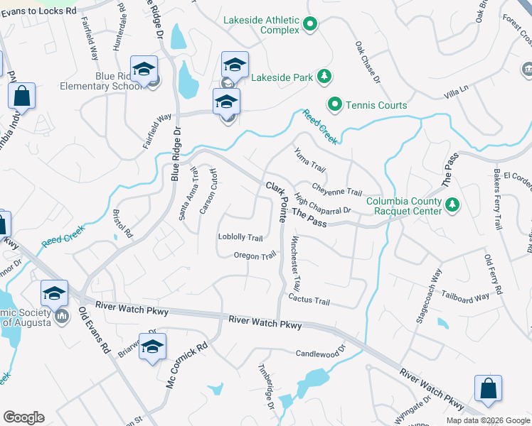 map of restaurants, bars, coffee shops, grocery stores, and more near 3923 Loblolly Trail in Martinez
