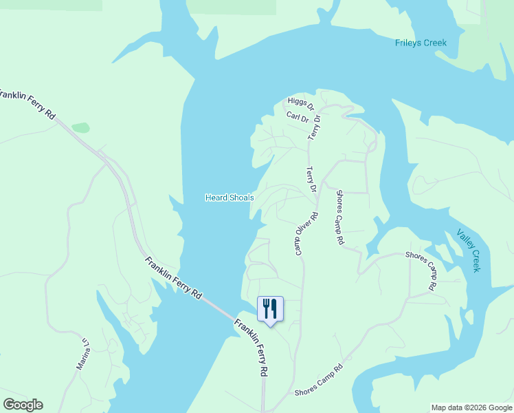 map of restaurants, bars, coffee shops, grocery stores, and more near 986 Boat Works Road in Adger