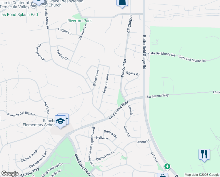 map of restaurants, bars, coffee shops, grocery stores, and more near 31801 Valone Court in Temecula