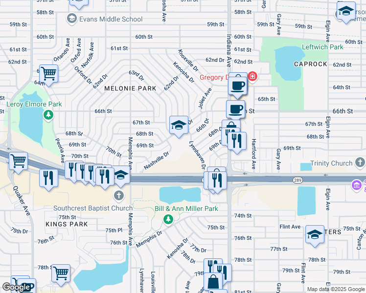 map of restaurants, bars, coffee shops, grocery stores, and more near 6901 Nashville Dr in Lubbock