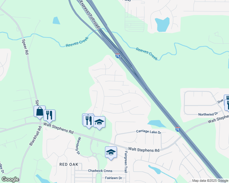 map of restaurants, bars, coffee shops, grocery stores, and more near 561 Ransom Way in Stockbridge